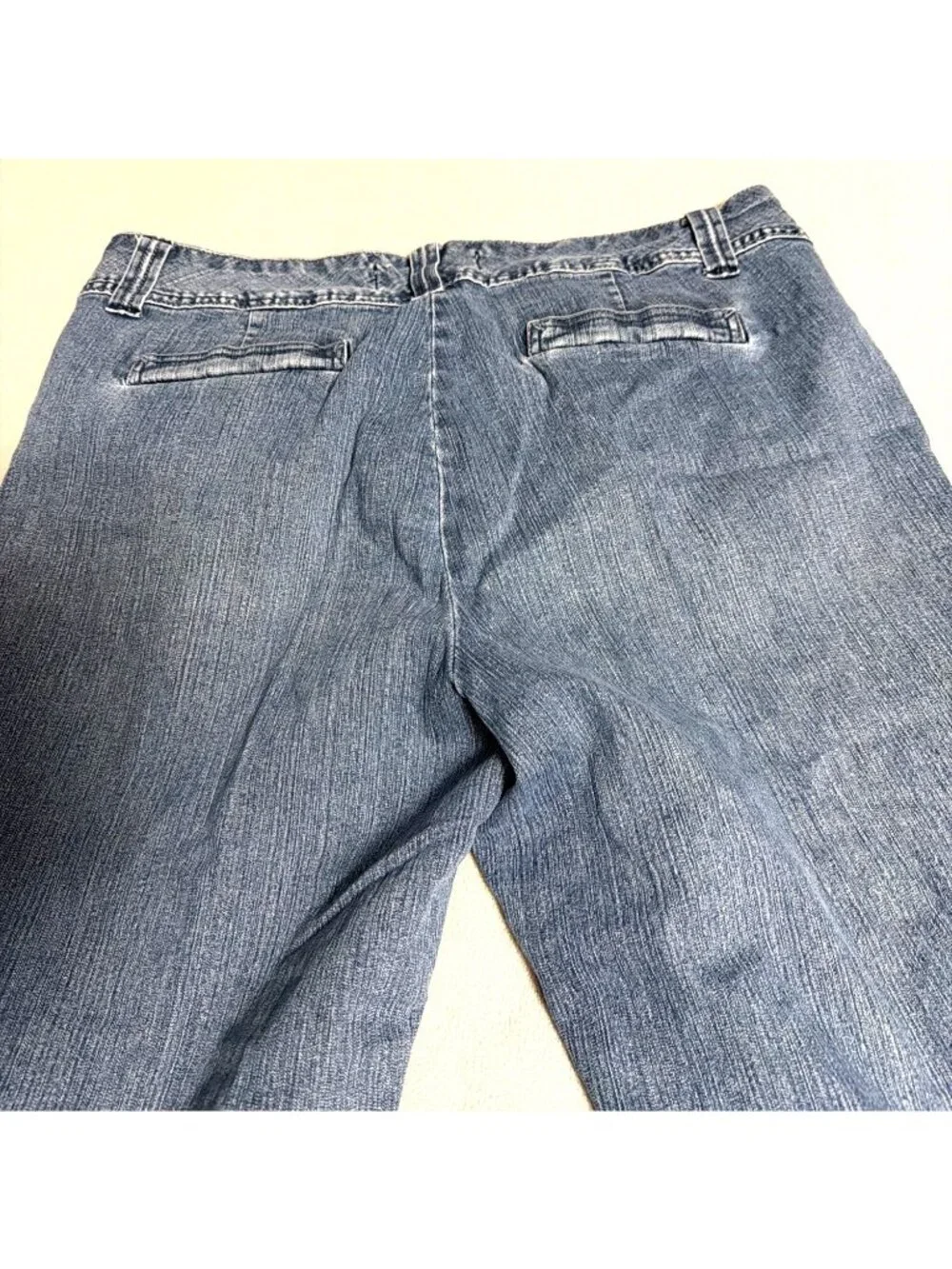 Jms Classic Capri Jeans Antique Blue 18W Floral Embroidered Hem Cotton Blend - Picture 4 of 7